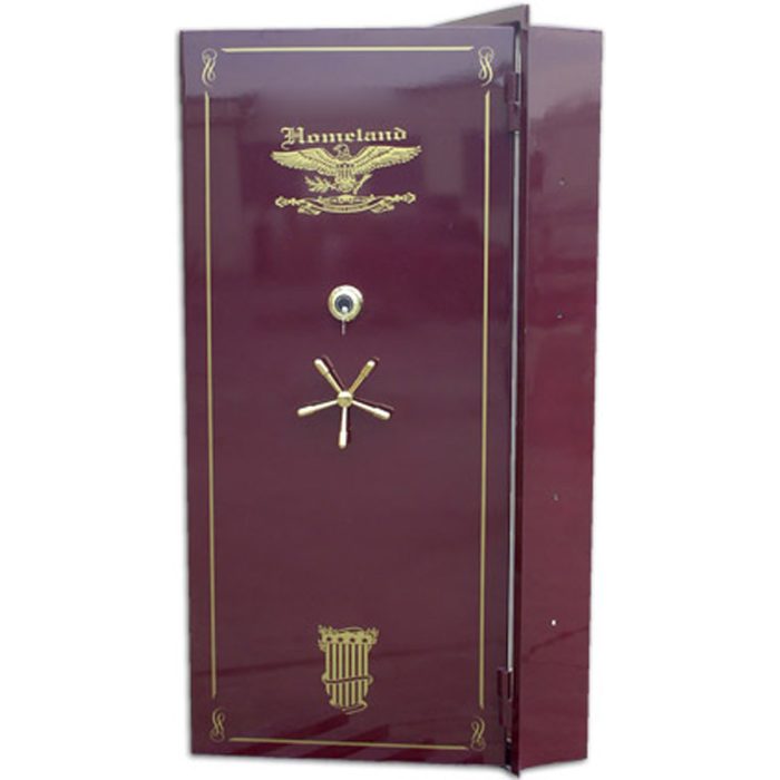 80 x 42 outswing vault door level VII burgundy with brass fixtures